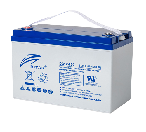 Ritar電池DG12-100-DG系列是膠體深循環系列電池，具有12年以上的浮充設計壽命，專門為極端溫度環境中頻繁地循環放電使用而設計，所採用的特殊的板柵合金保證電池在頻繁地循環放電使用中仍保持穩定優良的性能，在100%DOD條件下可達到400次循環，性能優良，適用於太陽能、風能係統、高爾夫球車、UPS、控制系統、通信系統等方面